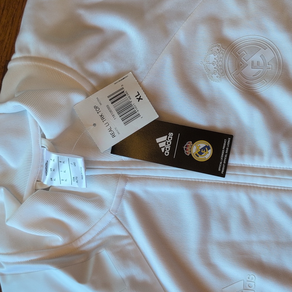 Adidas Real Madrid Anthem LI track jacket soccer full zip white XL NEW